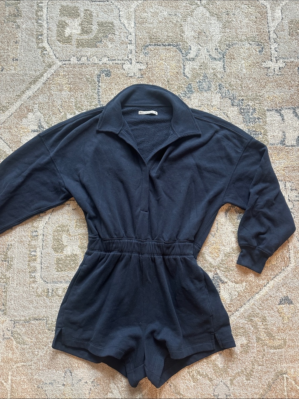 Abercrombie & Fitch Navy Blue Long-Sleeve Romper